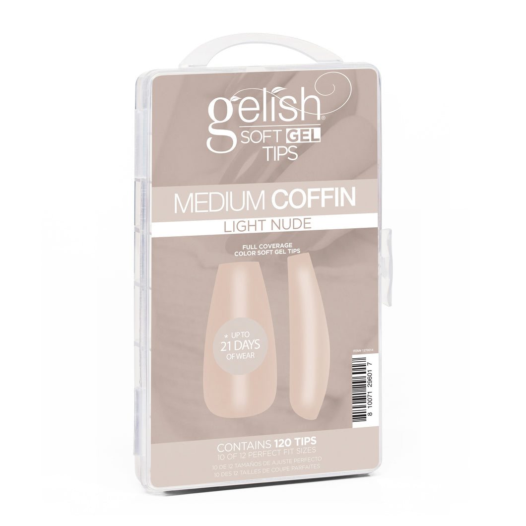 Nude Soft Gel Tip- Medium Coffin 120ct